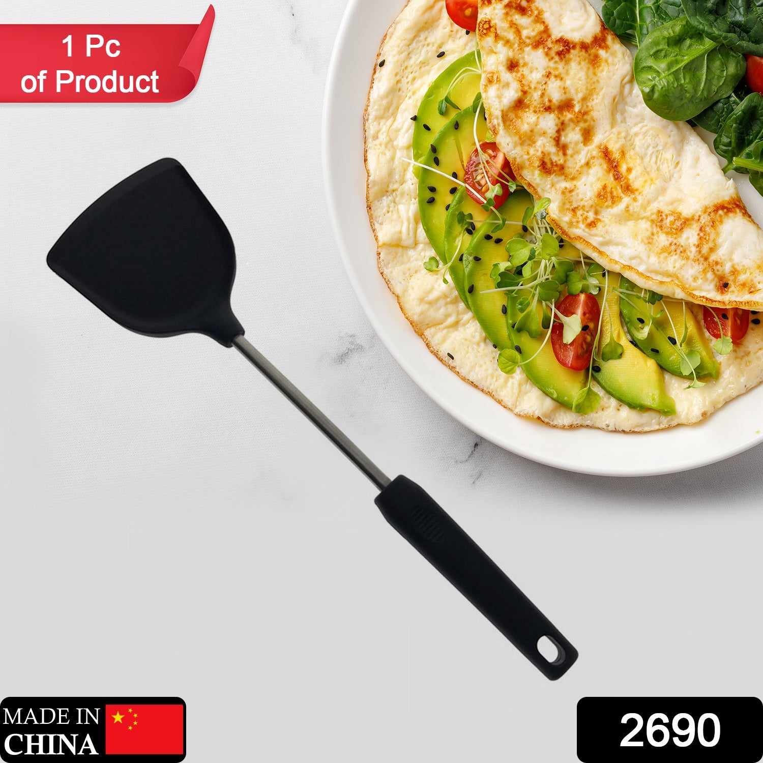 2690 Kitchen turner Heat Resistant Silicone Non-stick Silicone turner Grip Non Stick Long Handle Cooking turner DeoDap 2690 Kitchen turner Heat Resistant Silicone Non-stick Silicone turner Grip Non Stick Long Handle Cooking turner DeoDap